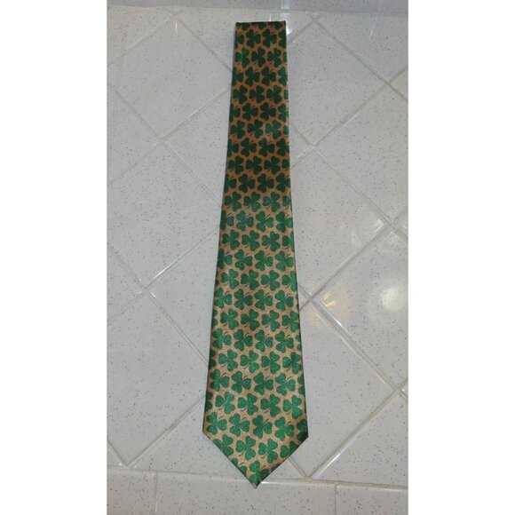 Vintage St. Patrick's Day Three Leaf Clover Neck Tie shamrock Irish - Picture 5 of 9